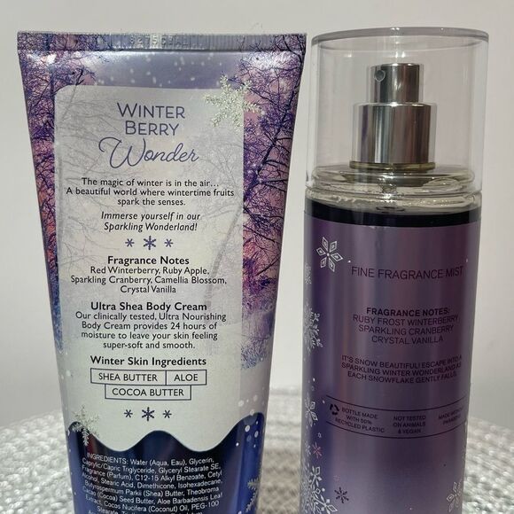 BBW Winterberry Wonder Body Cream and Fragrance Mist set of 2 NWT - Picture 2 of 2